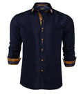 Simon Von Deep Blue Men's Shirt with contrast colored buttons unique cuffs design-CY-2202 - SimonVon Shop