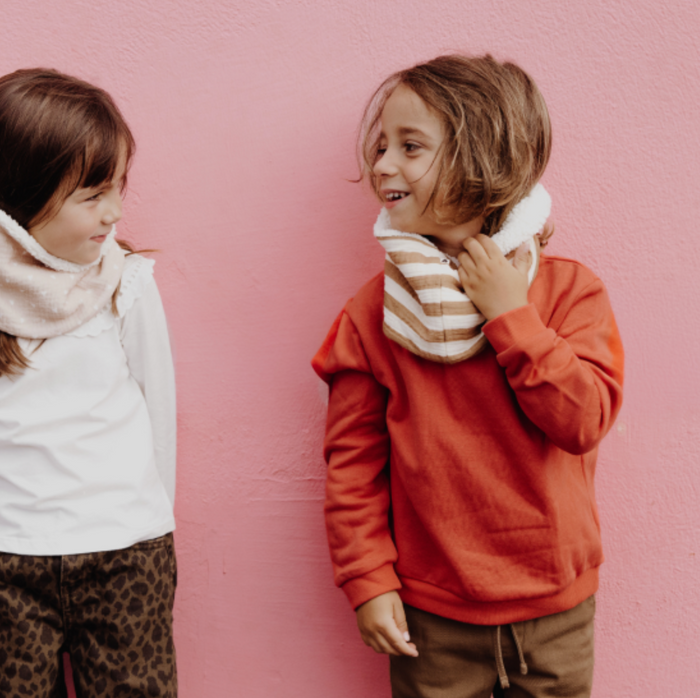 Snood | Gaze beige petits coeurs