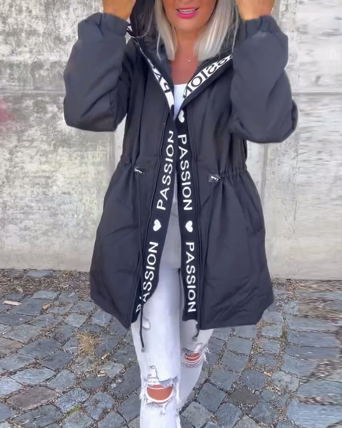 Sophia | Casual Letterprint Hoodie Jacket