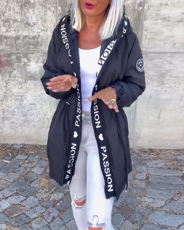 Sophia | Casual Letterprint Hoodie Jacket