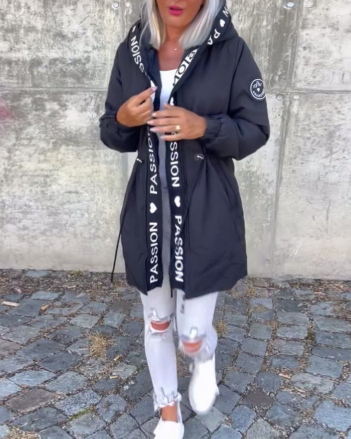 Sophia | Casual Letterprint Hoodie Jacket