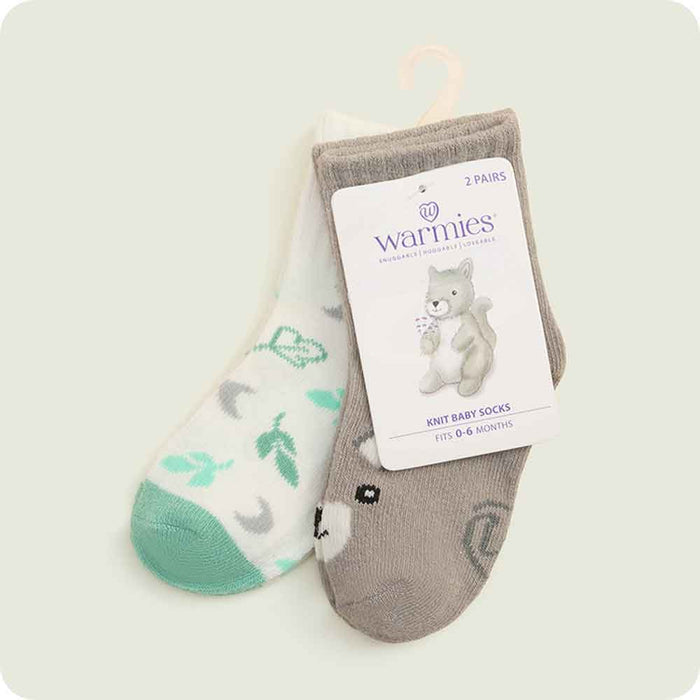 warmies knit baby socks gray squirrel