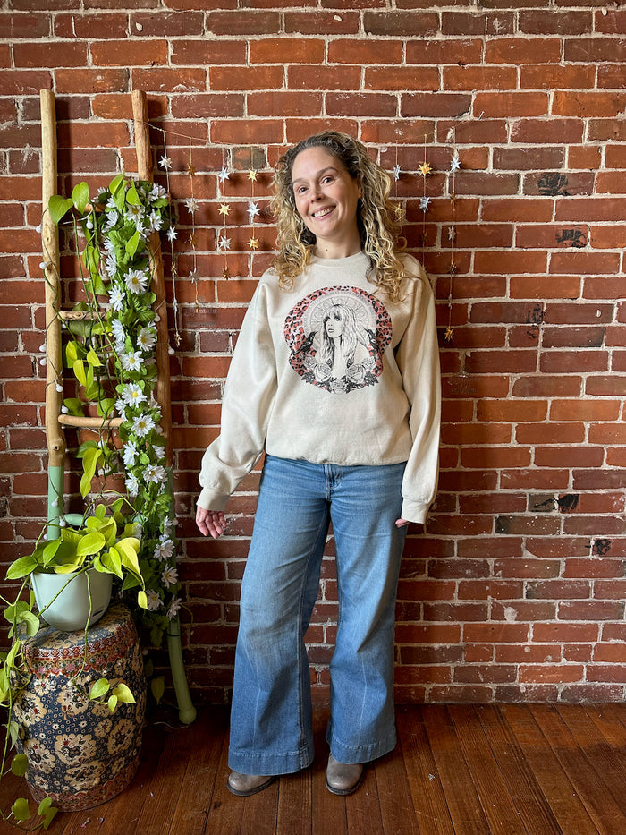 Stevie Nicks Bleach Detail Comfy Boho Sweatshirt