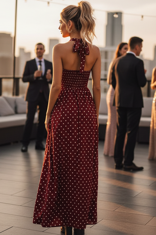 Stunning As Ever Polka Dot Halter Maxi-Cute-Trendy-Shop-Womens-Boutique-Clothing-Store