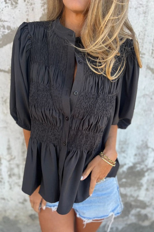 Style on Auto Pilot Button Up Top-Black-SMALL-Cute-Trendy-Shop-Womens-Boutique-Clothing-Store