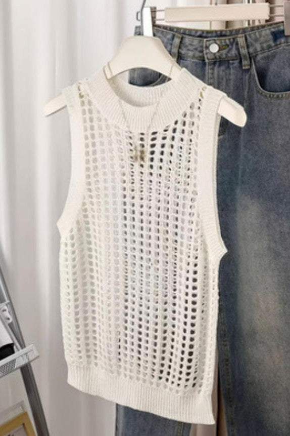 Sunset Glow Open-Knit Tank Top-Cute-Trendy-Shop-Womens-Boutique-Clothing-Store
