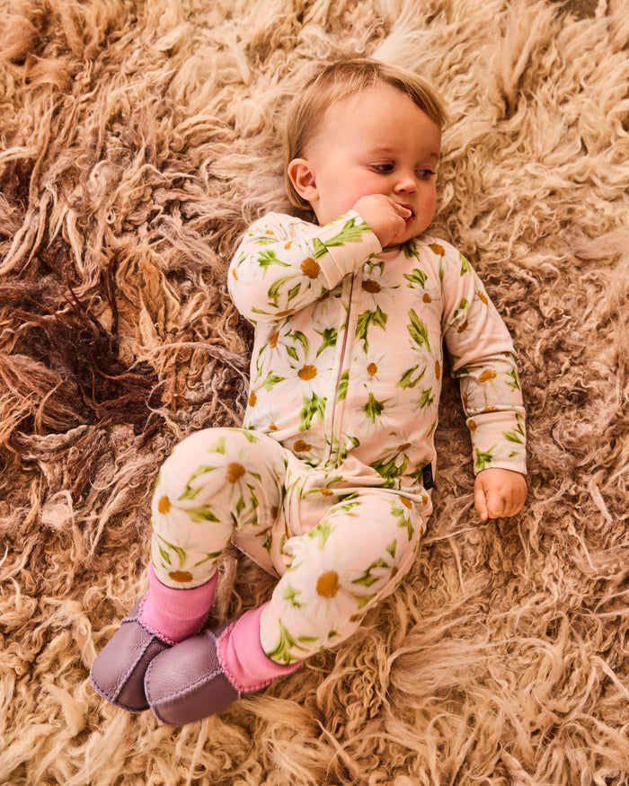 Sweet Daisy Organic Long Sleeve Zip Romper
