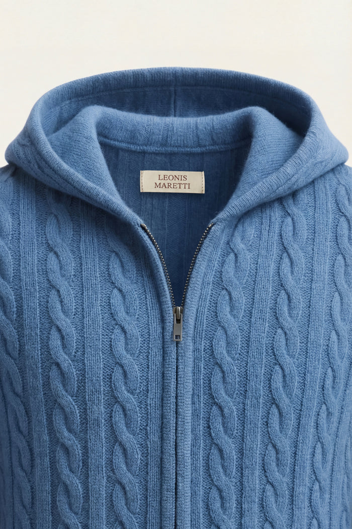 Talieri Hooded Cable Knit Blue