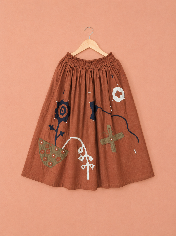 tara skirt - kala cotton applique (bloom)