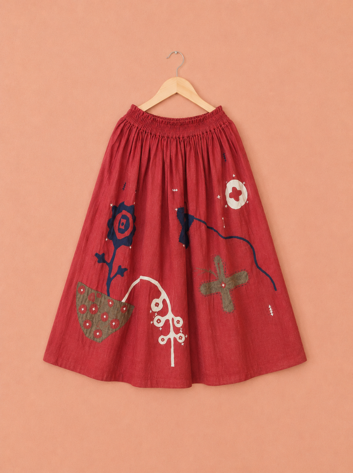 tara skirt - kala cotton applique (bloom)