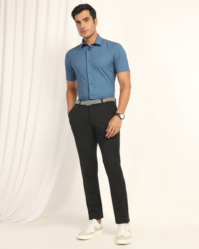 TechPro Formal Half Sleeve Blue Printed Shirt - Ivan