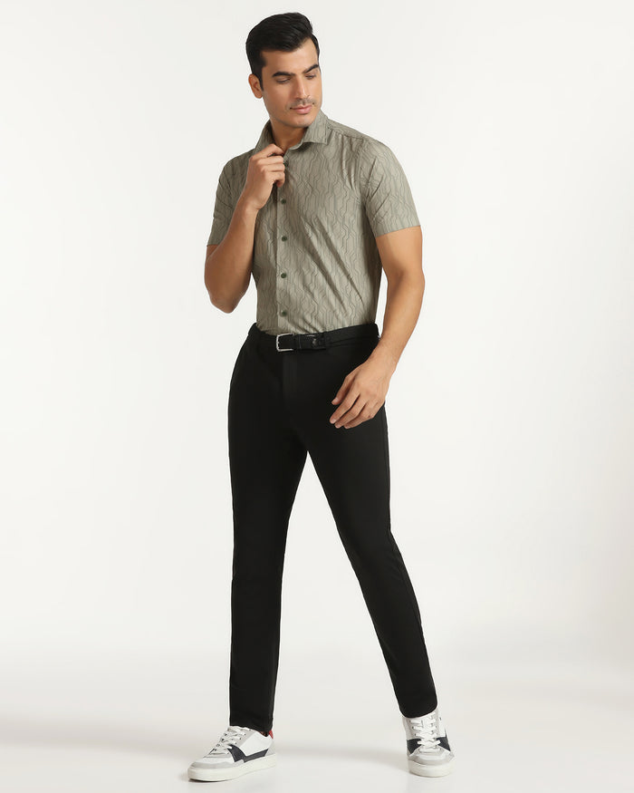 TechPro Formal Half Sleeve Green Printed Shirt - Blade