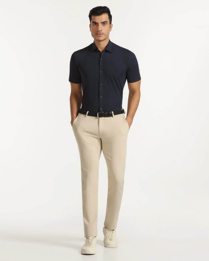 TechPro Formal Half Sleeve Navy Textured Shirt - Kanon