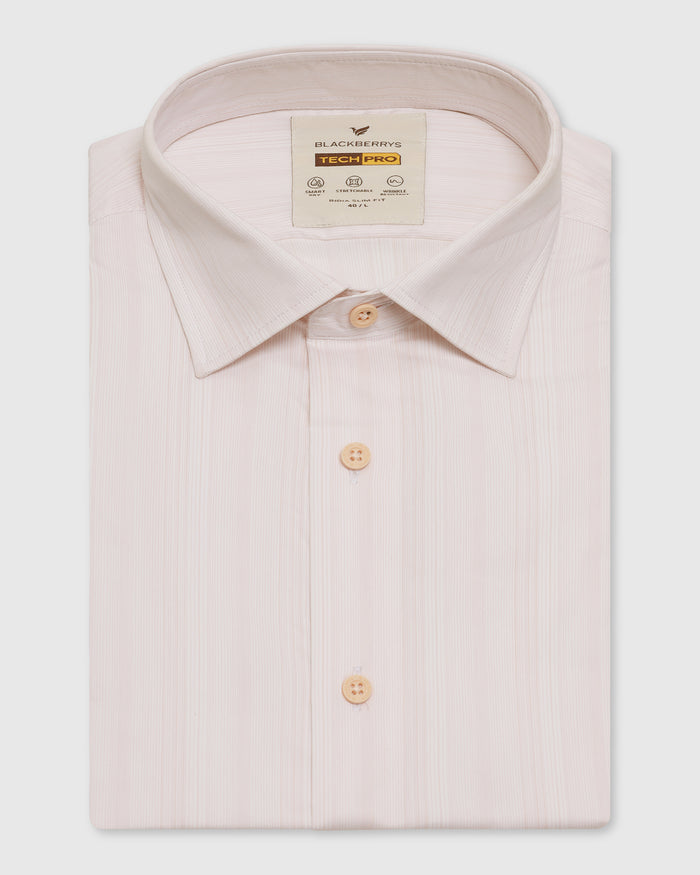 TechPro Formal Peach Stripe Shirt - Retro