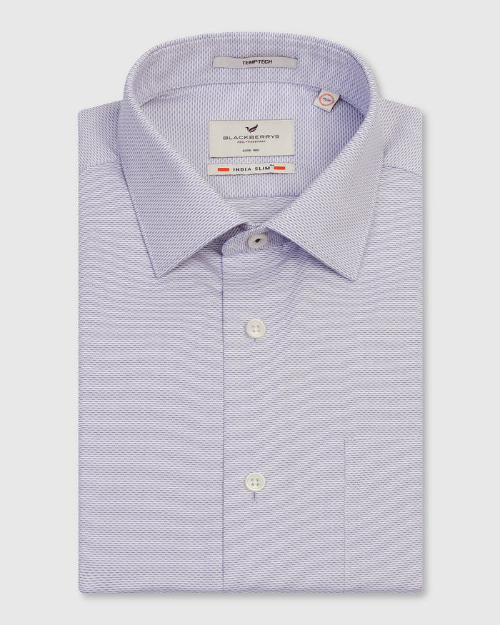 Temp Tech Formal Blue Textured Shirt - Vogue