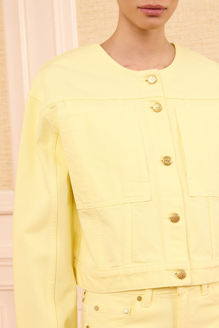 The Briar Collarless Denim Jacket - Chantilly
