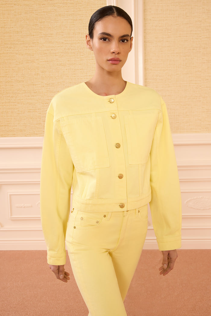 The Briar Collarless Denim Jacket - Chantilly