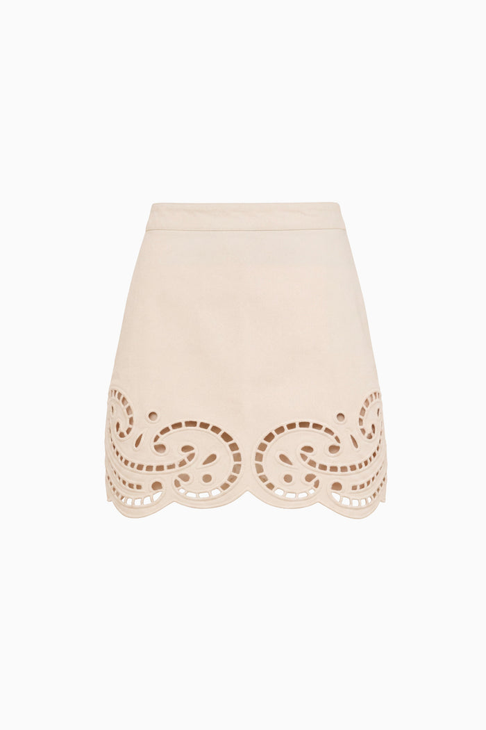 The Cadiz Eyelet Denim Skirt - Cowrie