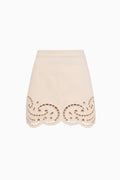 The Cadiz Eyelet Denim Skirt - Cowrie