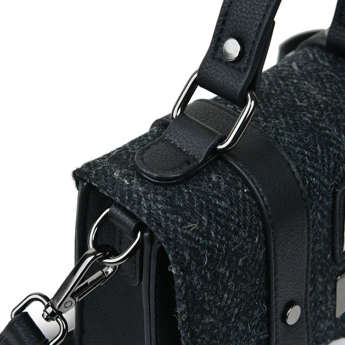 The Mini Satchel - Black Herringbone