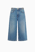 Danube Blue Faded Denim Culotte with Brass Hardware - Flat Lay | Ulla Johnson
