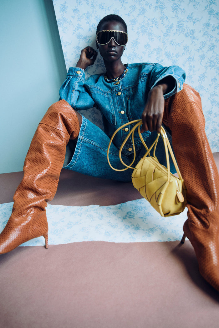 Rowan Danube Denim Culotte Editorial Campaign - PF26 Styled Look with Boots | Ulla Johnson