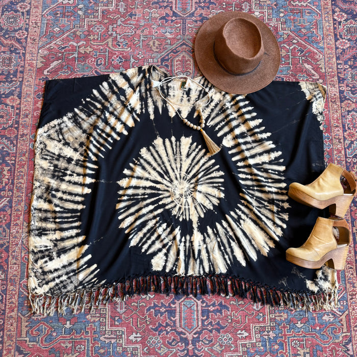 Tie Dye Fringe Poncho Available in Multiple Colors!