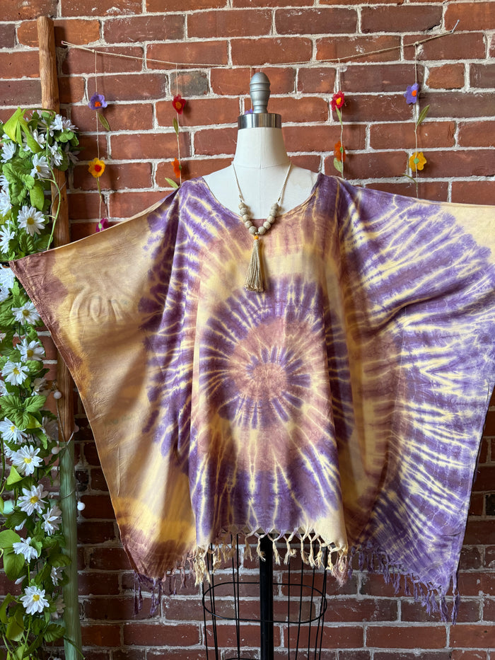 Tie Dye Fringe Poncho Available in Multiple Colors!