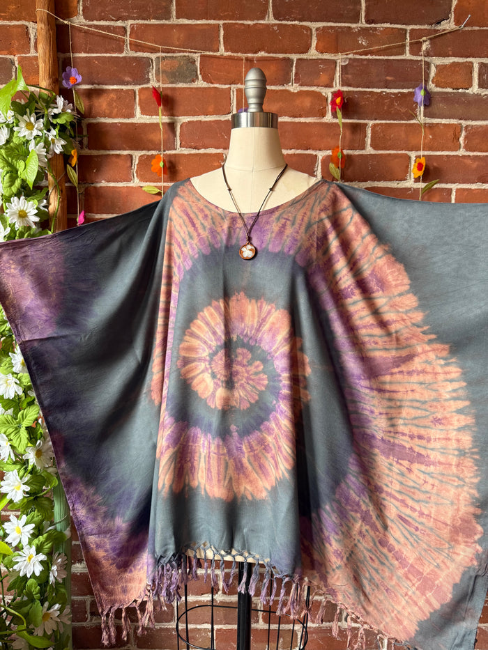 Tie Dye Fringe Poncho Available in Multiple Colors!