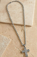 Twister Floral Embossed Cross Necklace