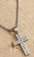 Twister Floral Scroll Cross Necklace