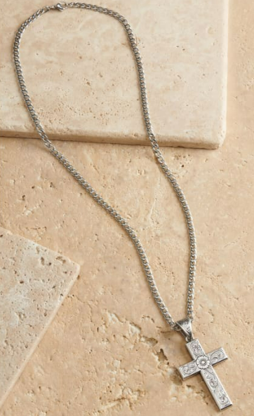 Twister Floral Scroll Cross Necklace
