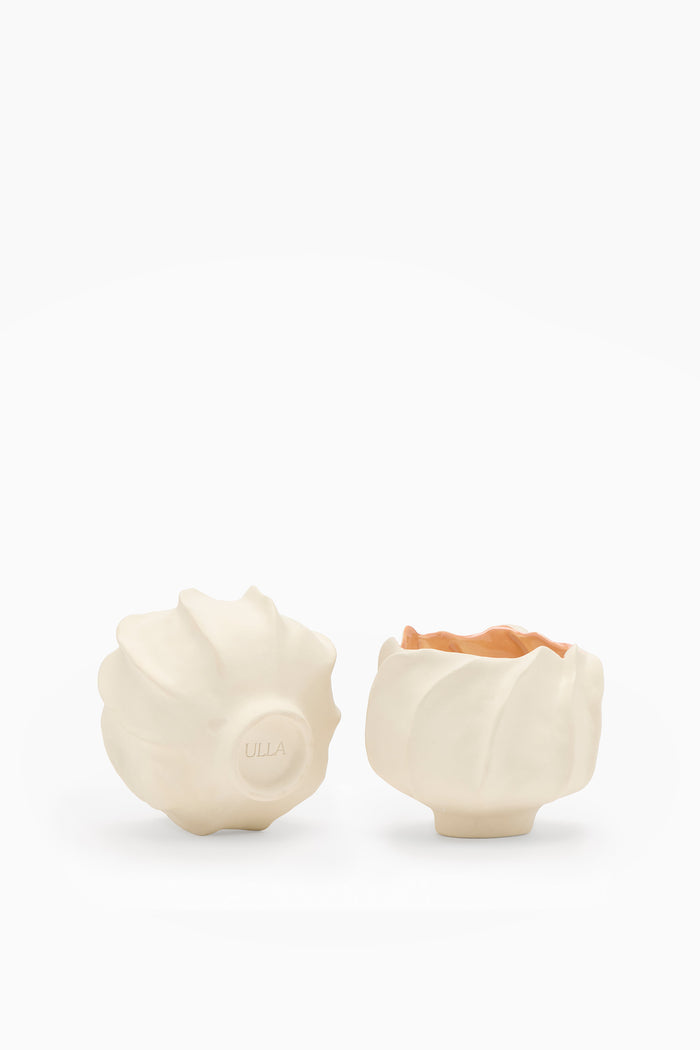 ULLA Celadon Designer Candle Vessel - Back and Front Views Showing Embossed Logo | Ulla Johnson