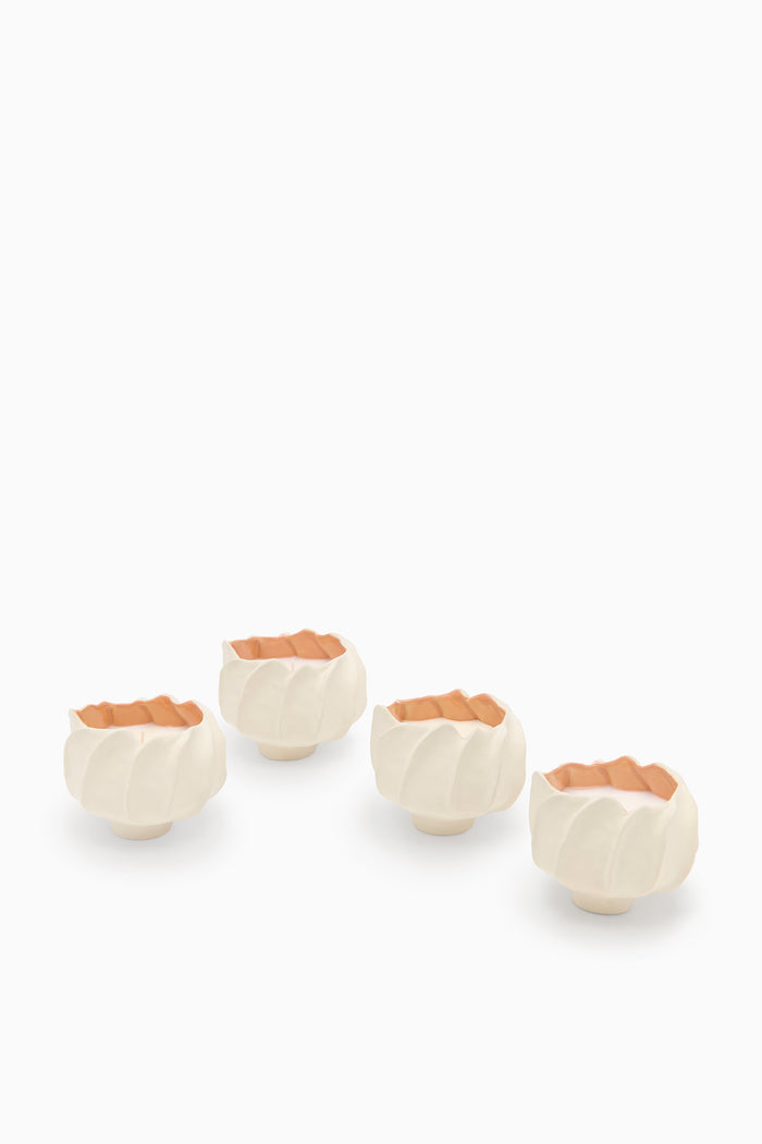 Cream Ceramic Luxury Candle Vessels - Four Angles Grouped Display | Ulla Johnson