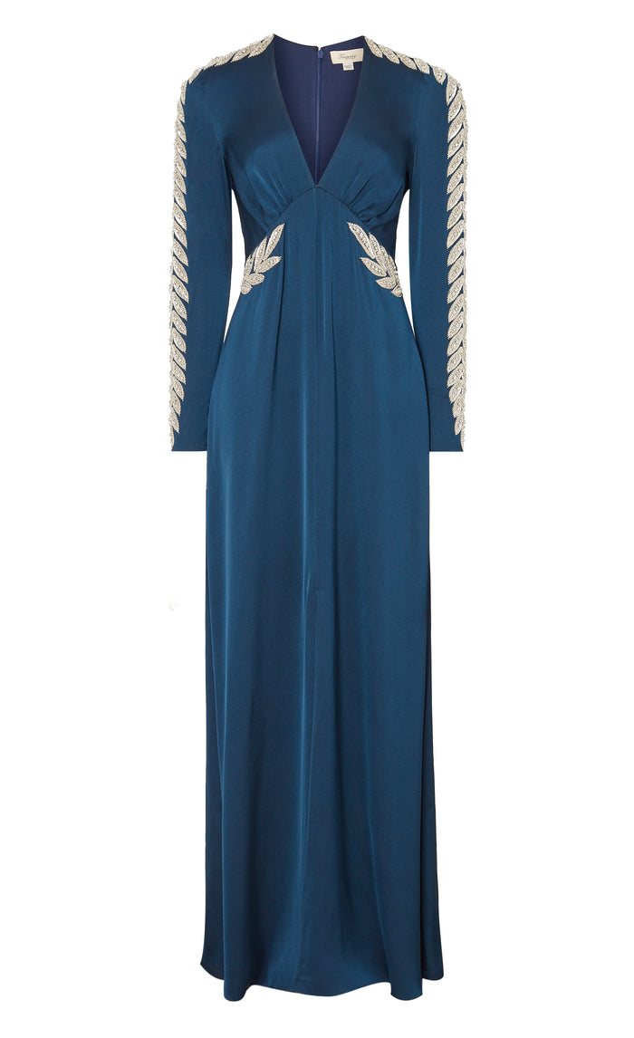 Vine Sleeved Gown - Midnight