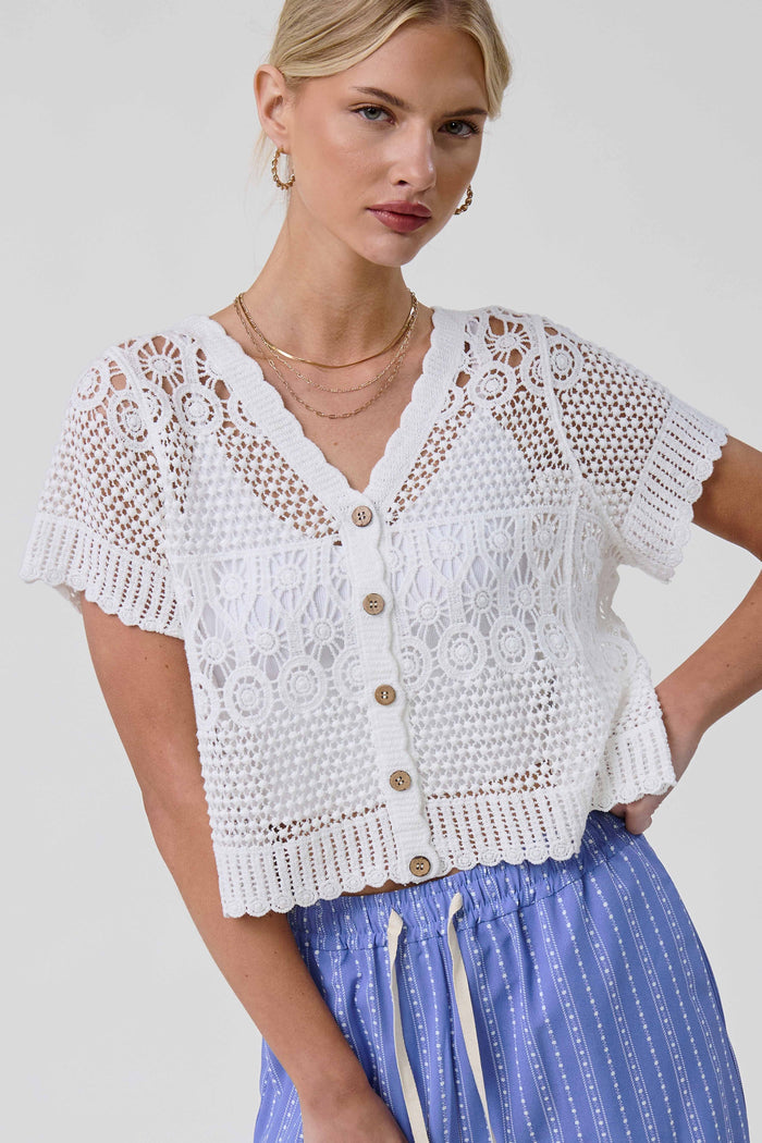 Whisper Lace Crochet V-Neck Blouse-Cute-Trendy-Shop-Womens-Boutique-Clothing-Store