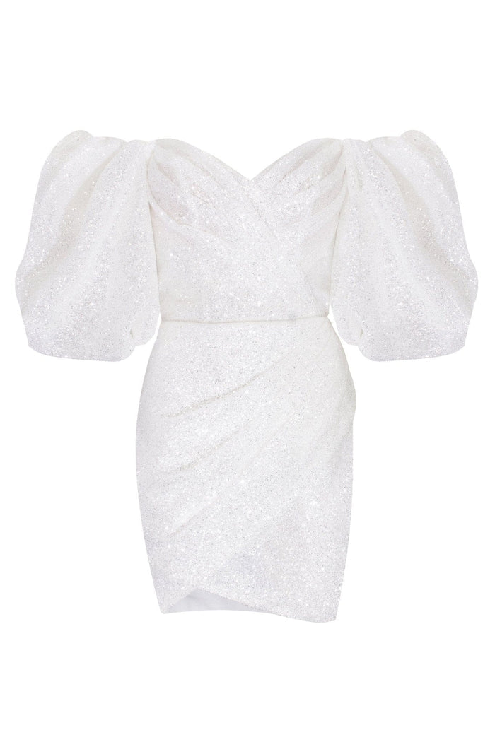 Ivory Cute mini dress with doll sleeves - Milla