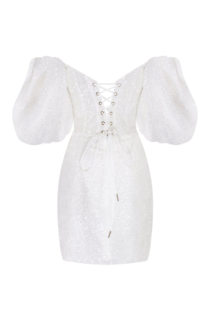 Ivory Cute mini dress with doll sleeves - Milla