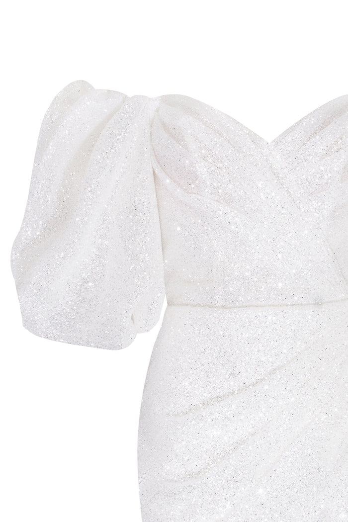 Ivory Cute mini dress with doll sleeves - Milla