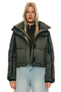 orolay Cropped Puffer Jacket Winter Quilted #color_dark green