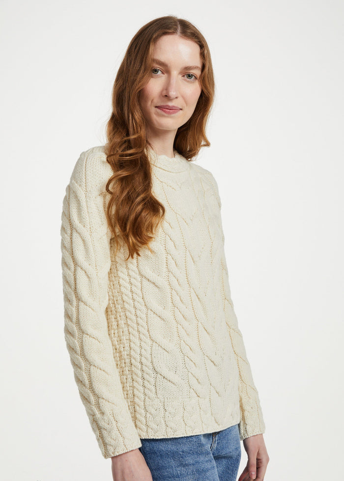 Women's Listowel Aran Cabled Sweater – Natural