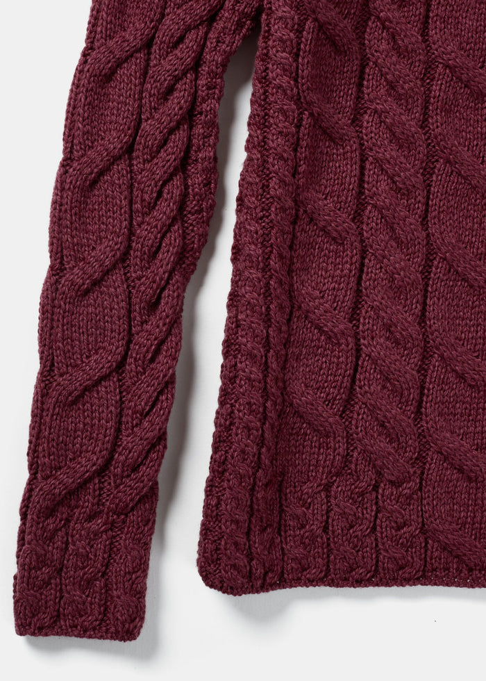 Women's Listowel Aran Cabled Sweater | Raspberry