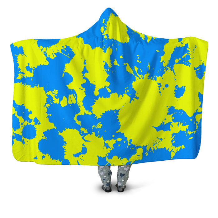 Yellow and Blue Paint Splatter Hooded Blanket Big Tex Funkadelic Epic Hoodie