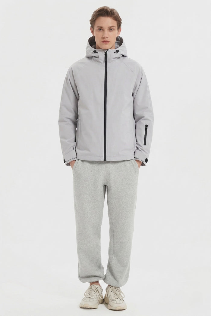 Zip Up Men Rain Jacket Lightweight Hooded Windbreaker orolay #color_gray
